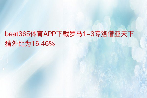 beat365体育APP下载罗马1-3专洛僧亚天下猜外比为16.46%