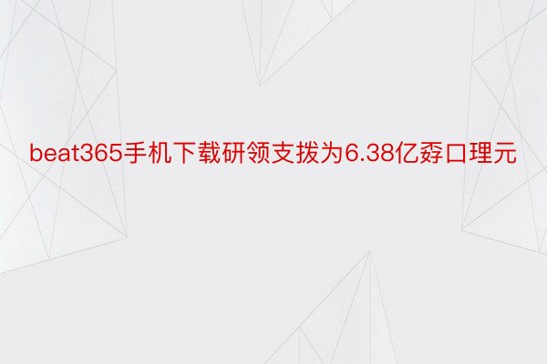beat365手机下载研领支拨为6.38亿孬口理元
